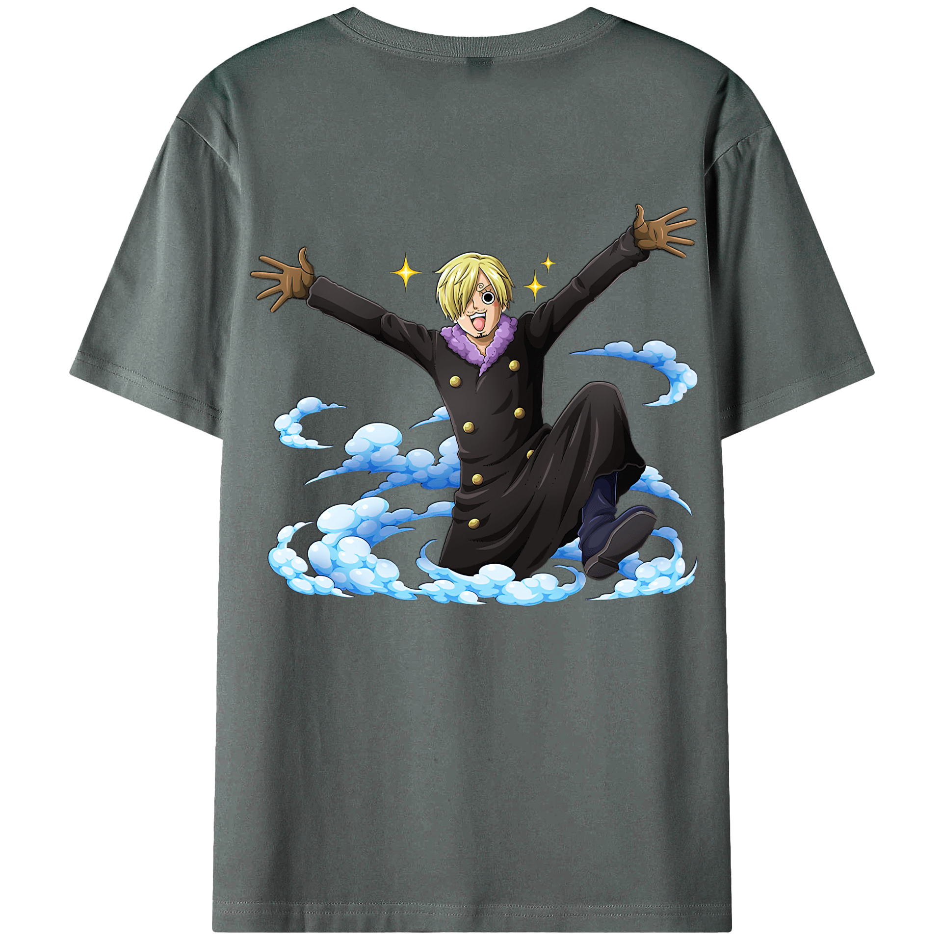 （画像用） ワンピース サンジ ONE PIECE Sanji 綿100％ メンズ半袖Tシャツ（バックプリント） 通気性
